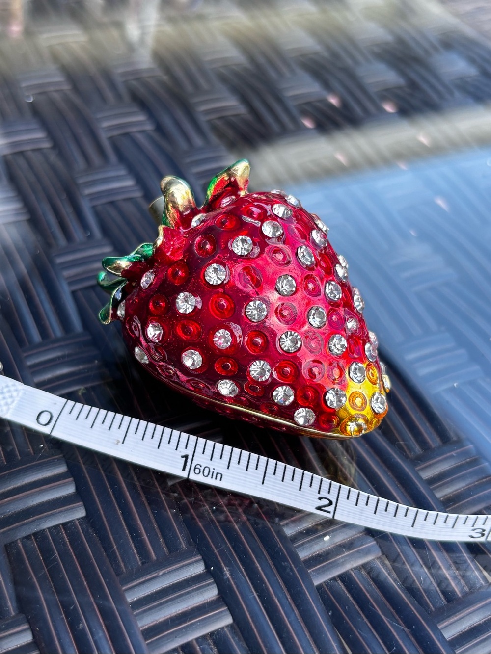 Strawberry with rhinestones trinket